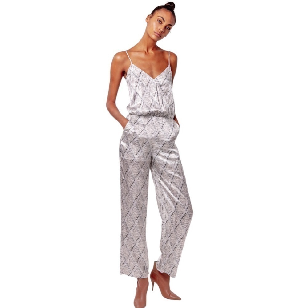 AS by DF AVERY SILK JUMPSUIT in Snow White